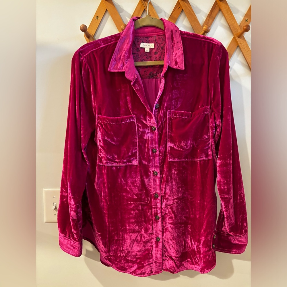 Anthro: Pilcro Mara Velvet button down.  Size Small. NWOT
